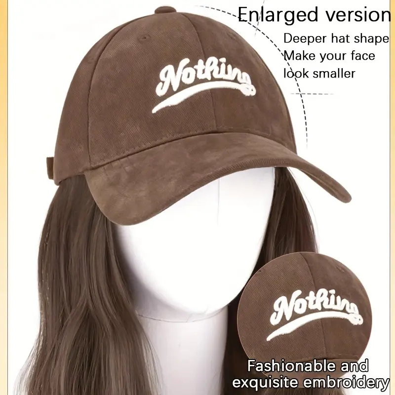 Chic Coffee-Colored Baseball Cap Wig with Body Wave - Synthetic Fiber, Perfect for Halloween & Christmas Parties 7