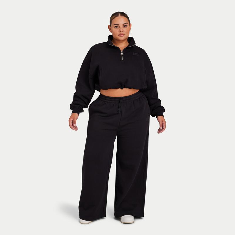 Womens Collective Wide Leg Sweatpant - Black 4