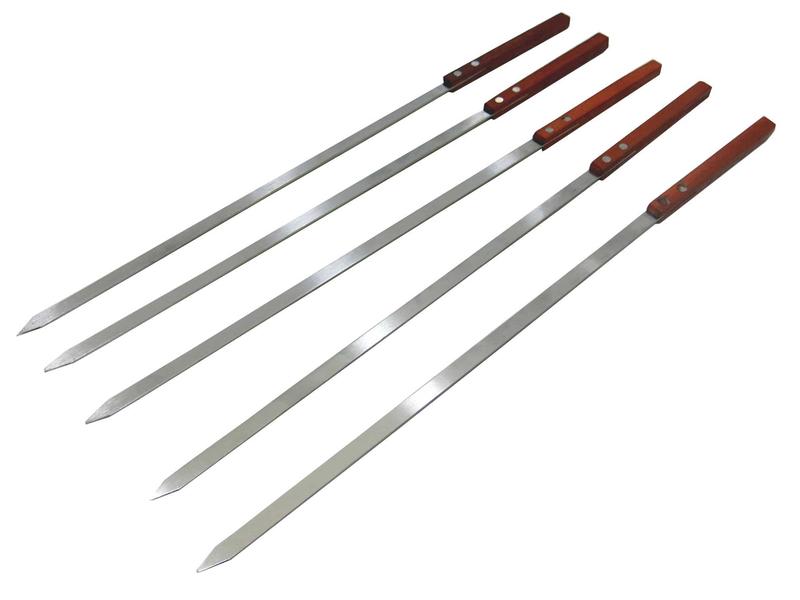 WARESHARK Large Barbecue Skewers Flat Extra Wide Kebab Shish BBQ Heavy Duty Strong Grill Set Meat Stainless Steel Utensil Sturdy 5