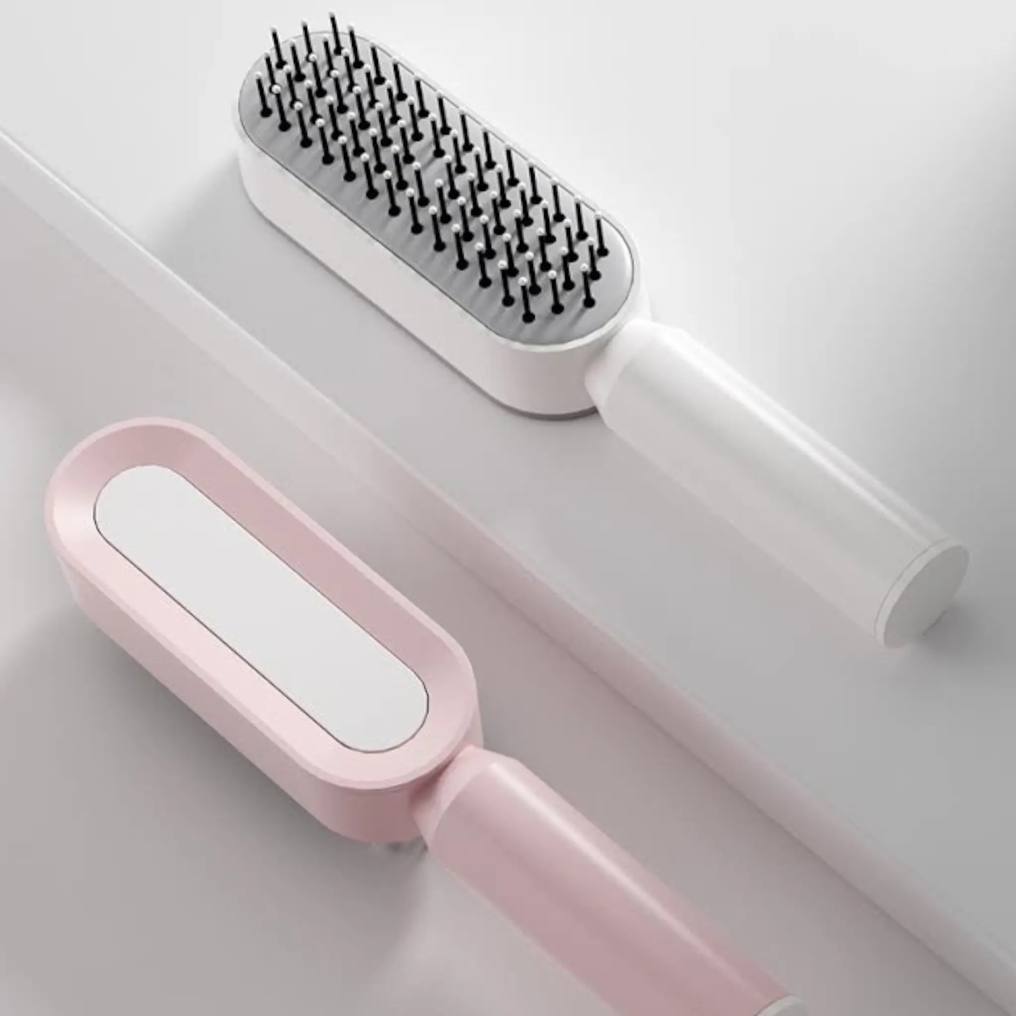 Mini Elena Centre 3D Router Press Comb Hairbrush for Effortless Styling and Gentle Detangling, Push Mechanism, Comfortable Grip – Ideal for Women, Men, and Travel Smooth Handle Haircare