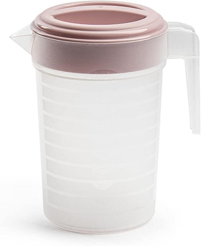 PLASTIFIC Food Grade Jug - Perfect for Stock Gravy - Microwave Safe - Kitchen Homebrew Liquids - Microwave Safe Pitcher (with Pink Lid, 2L) 1