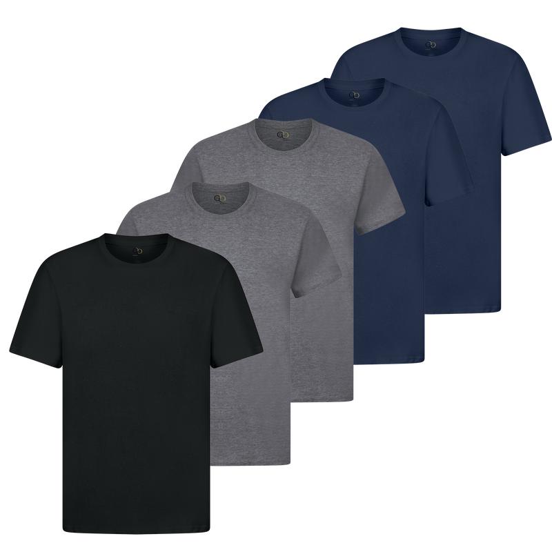 5 Pack Mens T Shirts 100% Cotton Plain Short Sleeve Tee T-Shirt Tops Bulk Menswear Set 2