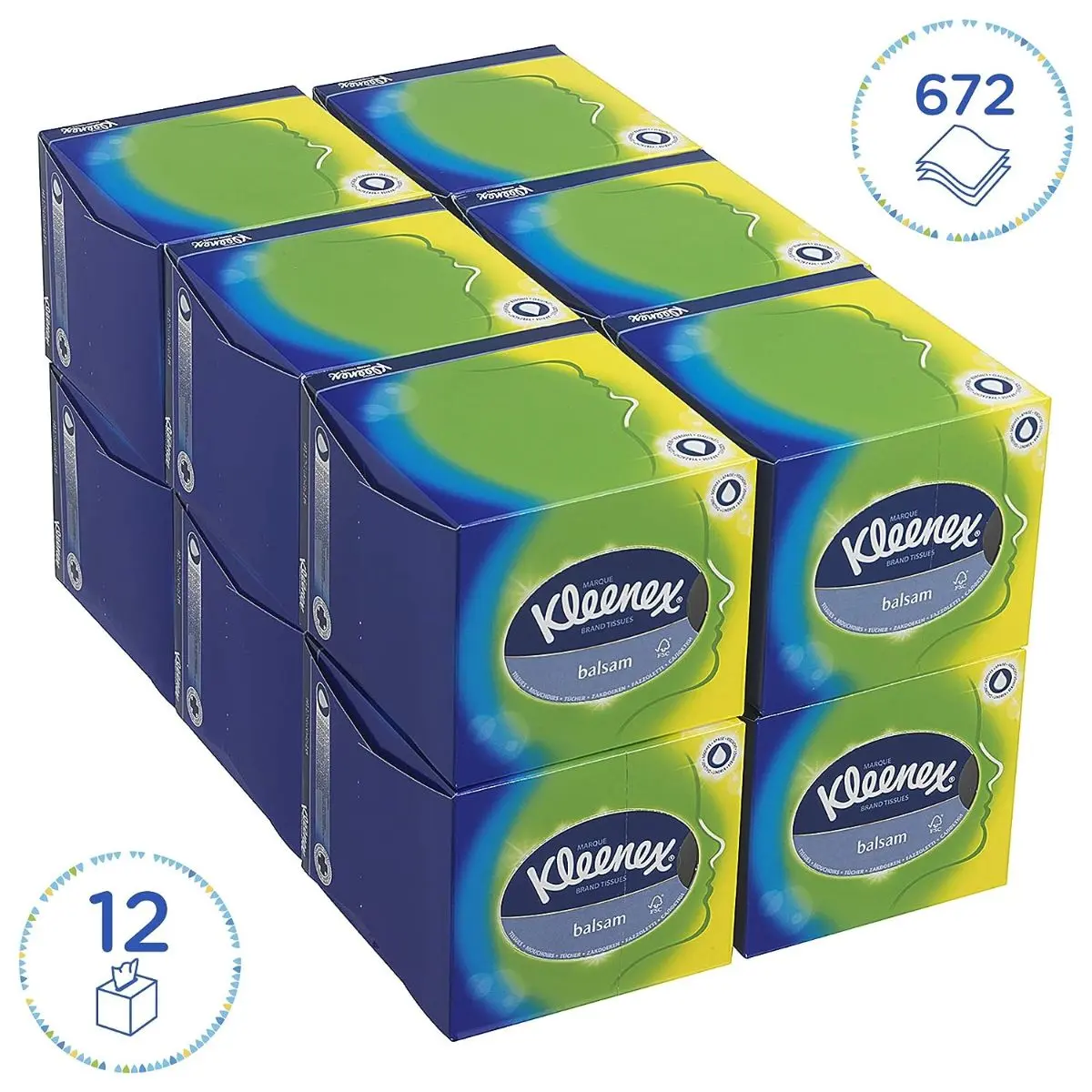 Kleenex facial tissue Box 8825 - soft, strong and absorbent - 12 x 56 (672 facial tissues) white