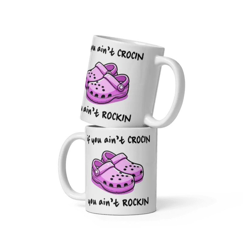 Funny Mug, if you ain't crockin, you ain't rocking, blue design, also in pink, Homorous  Gift Idea, Birthday Present, Christmas, Mothers Father Day, Secret Santa, Graduation, Thank you, Anniversary, Retirement 2