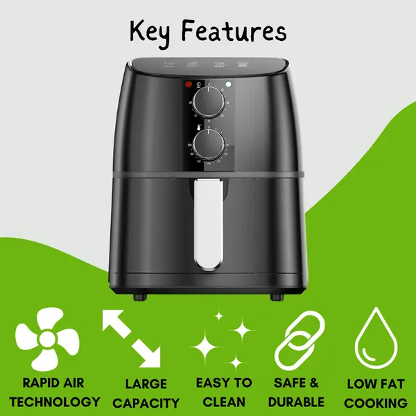 Domestic King 4L Air Fryer With Free Recipe Book- DK18056 6