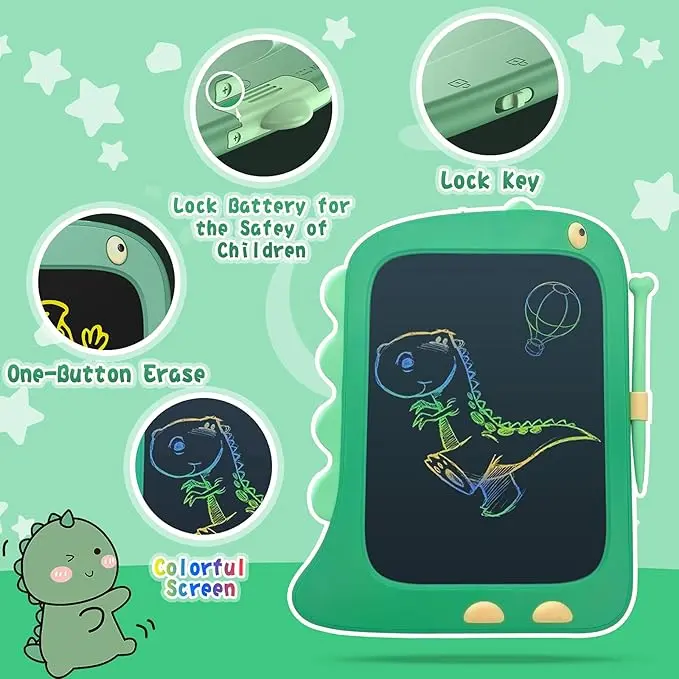 Toddler Toys for 3 4 5 6 7 8 Year Old Boys Girls Gifts, LCD Writing Tablet 8.5inch Kids Toys Doodle Board, Dinosaur Toys Drawing Pad for Kids 3 4 5 Year Old Boy Girl Birthday Gifts (Green) 2