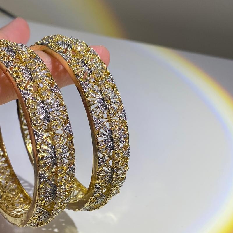 1ct authentic asian gold and silver 2 piece bangle 0