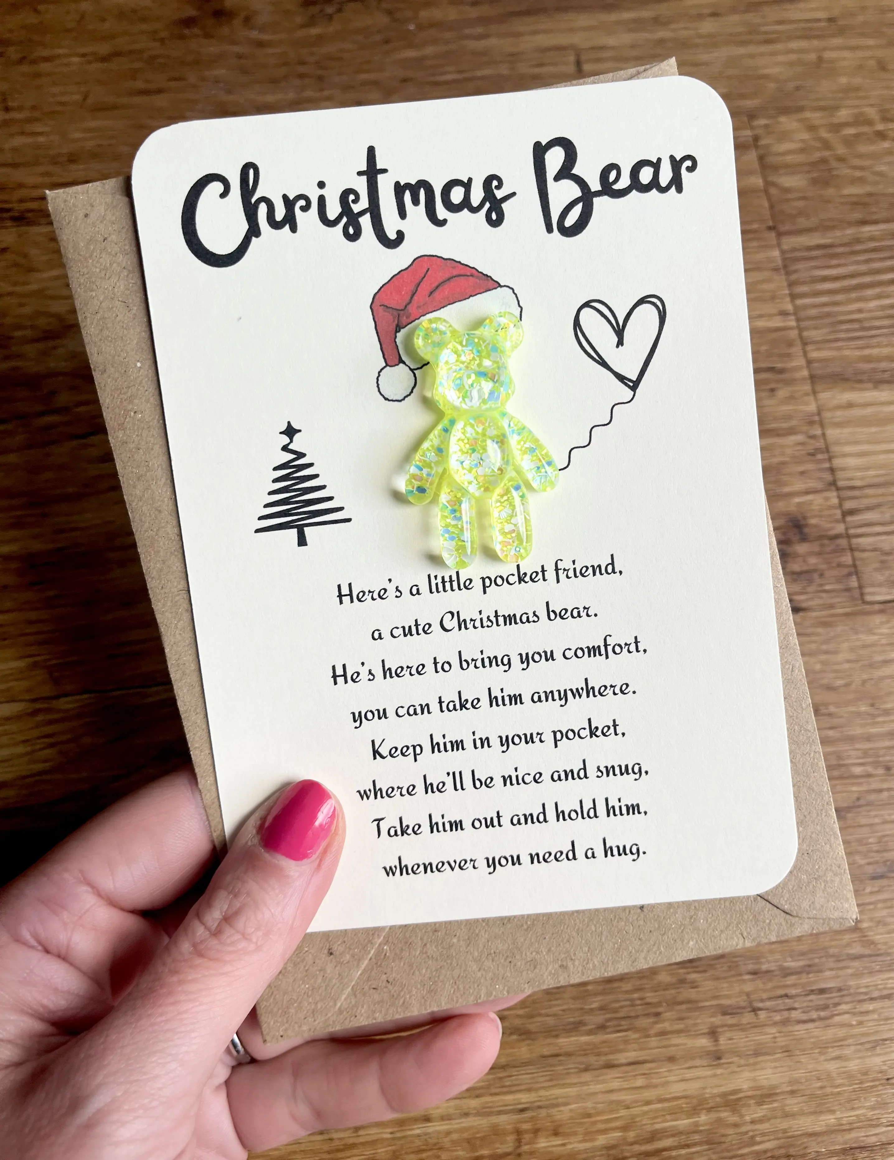 Christmas Worry Bear Pocket Hug Gift Present Ideas