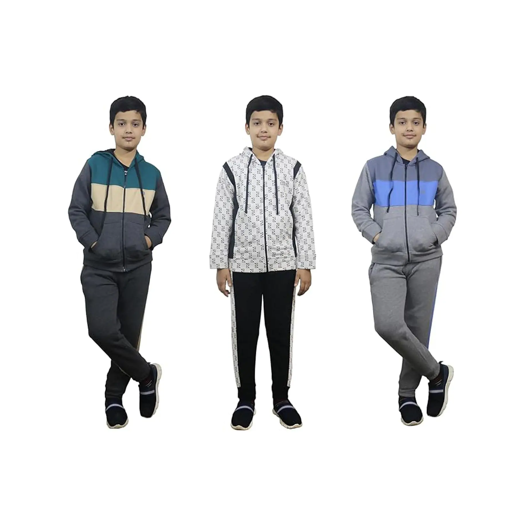 Bahob 1 & 3 Pack Boys Tracksuit 2pcs Fleece Unisex Activewear Tracksuit Set Hoodie and Joggers Set Zip Up Hoodie & Bottom Jogging Suit 5-14 Years