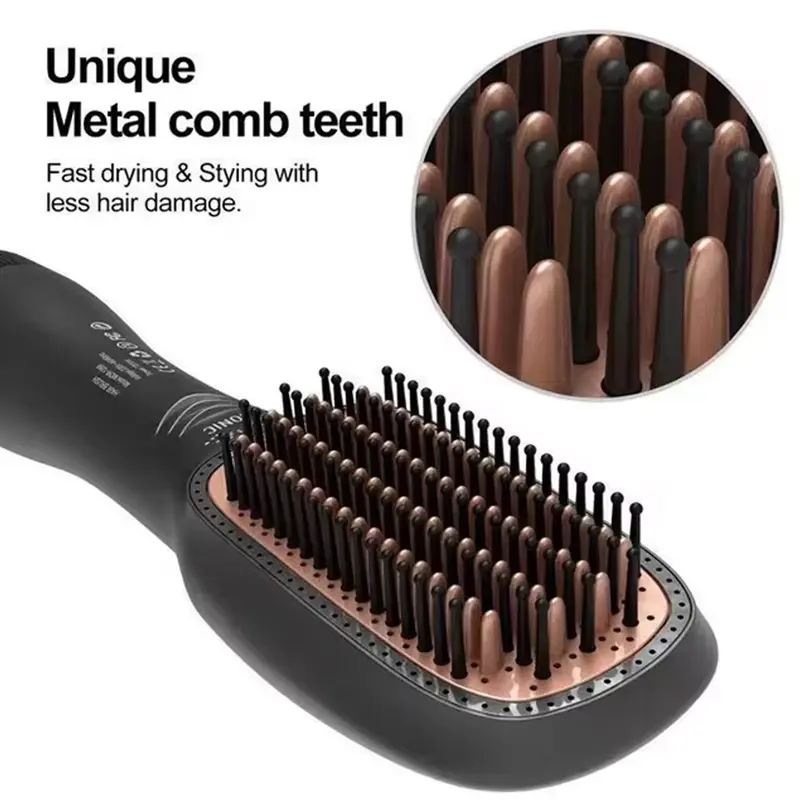3 in 1 Hair Dryer Brush & Straightener Brush, Professional 1200W Powerful Ceramic Tourmaline Ionic Hot Air Brush, 3 Heat/2 Speed Settings One Step Hair Dryer and Styler for All Hair Comfort Smooth Hair Brush Case Handle Case Handle Smoothing 5