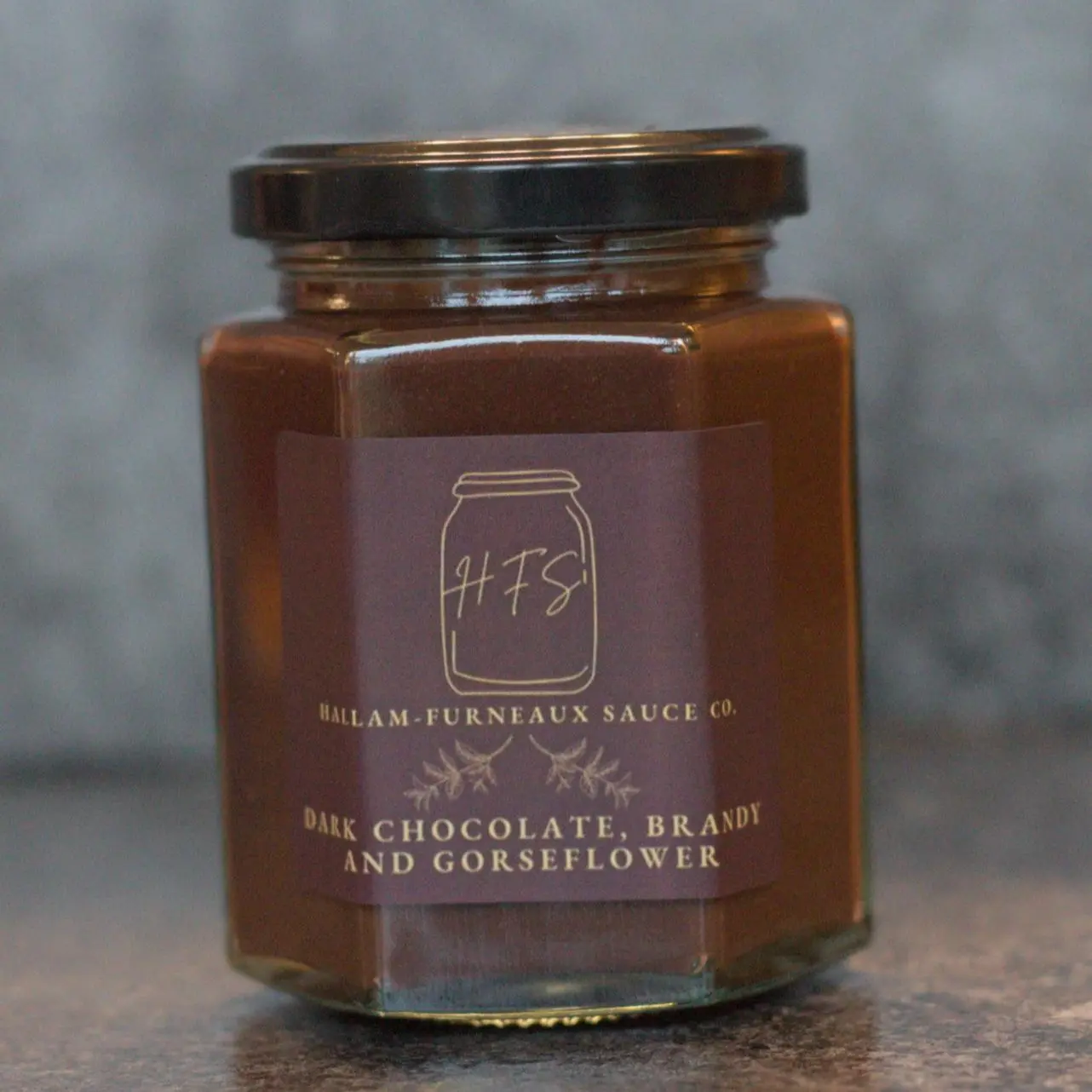 Hallam-Furneaux Sauce Co. Dark Chocolate, Brandy and Gorseflower spread