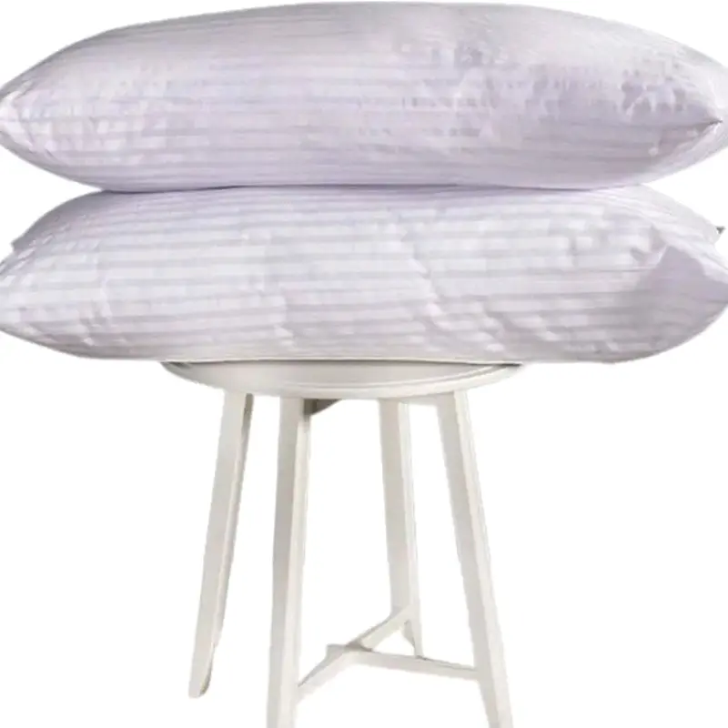 Extra Filled Hotel Pillows Egyptian Stripe Hollowfibre Filled Bounce Back Firm | Twin Pack 0