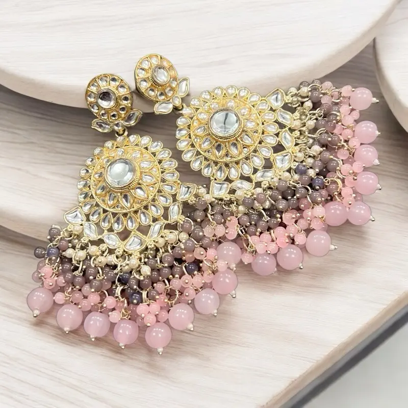 Beautiful Kundan Earring with Pearl Work and Lightweight Design