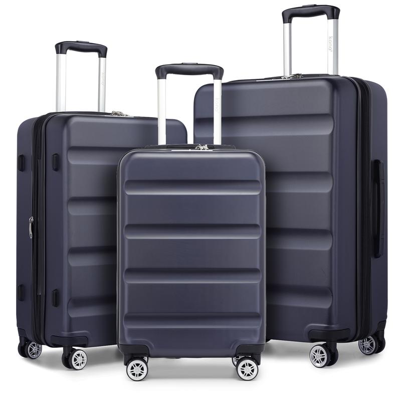 [MissLulu Bags] Expandable Horizontal Design ABS Hard Shell 19''/24''/28'' Suitcase with TSA Lock - Navy 1