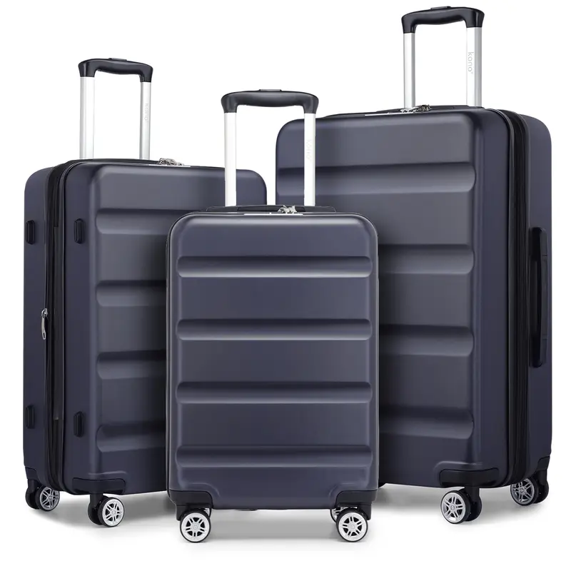 [MissLulu Bags] Expandable Horizontal Design ABS Hard Shell 19''/24''/28'' Suitcase with TSA Lock - Navy 1