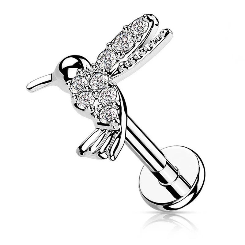 CRYSTAL LITTLE HUMMINGBIRD FLAT BACK LABRET STUD 2