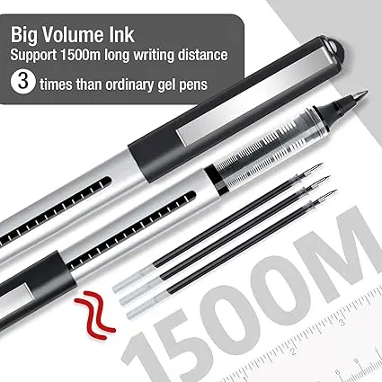 Rollerball Pens Black Ink, 16 Pack Pens Multipack 0.5mm Black Gel Pens, Quick-Drying Ink Pens, Writing Pens for Note Taking, Sketch, Bullet Journal, Black Pens for School & Office Supplies 2