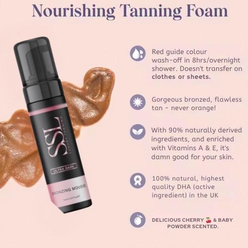 SSL Tanning Mousse - Natural DHA Formula, Quick Drying, Vegan Friendly Scent 1