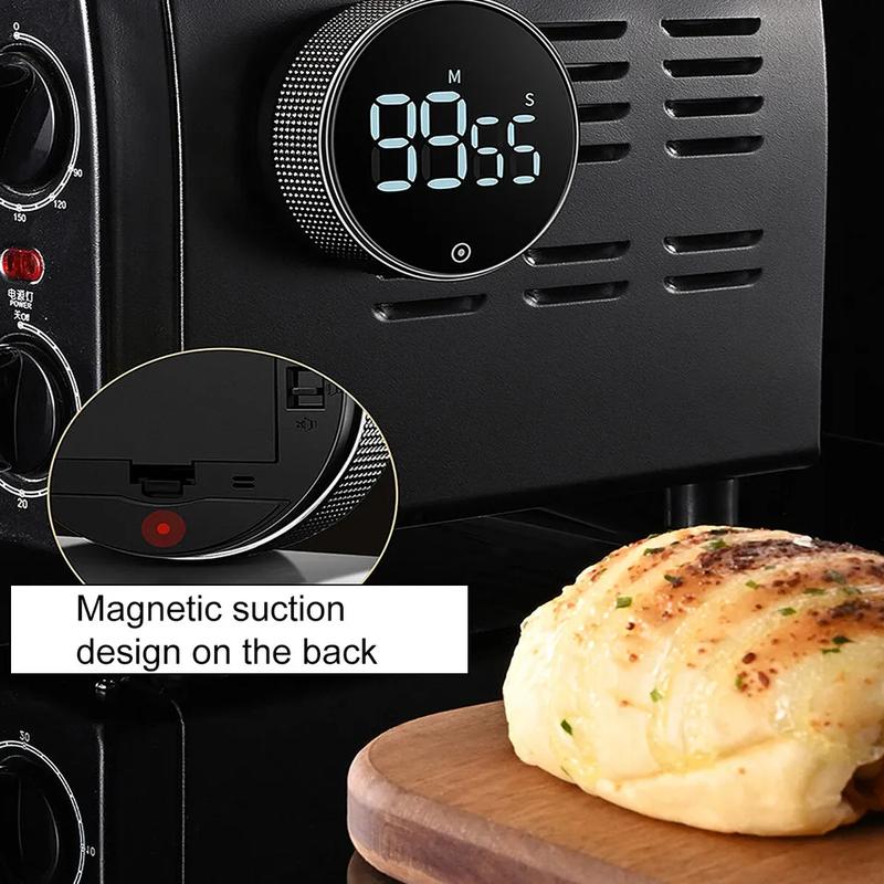 LED Digital Magnetic Countdown Alarm Clock Study Stopwatch Kitchen Timer Cooking Metal Set Utensils 3