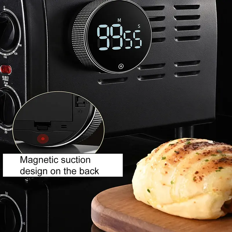 LED Digital Magnetic Countdown Alarm Clock Study Stopwatch Kitchen Timer Cooking Metal Set Utensils 3
