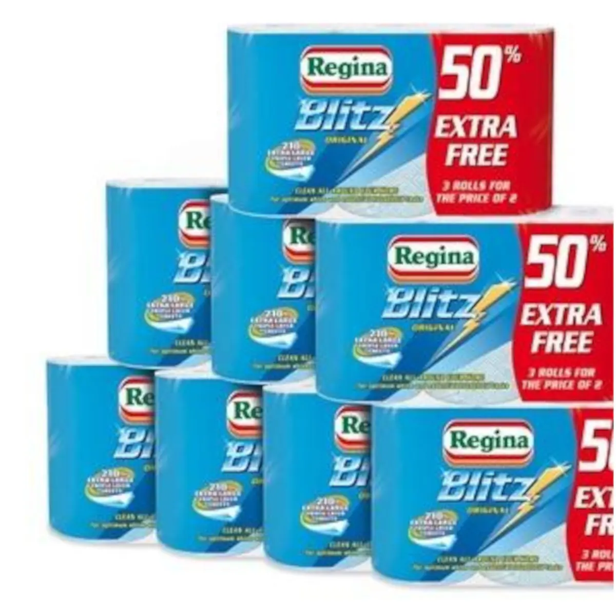 Regina 24 Rolls Blitz Kitchen Towel Super Strong 3 Ply 70 Sheets per roll Amazing Value Kitchen Soft Pattern Cleaning Household kitchen rolls
