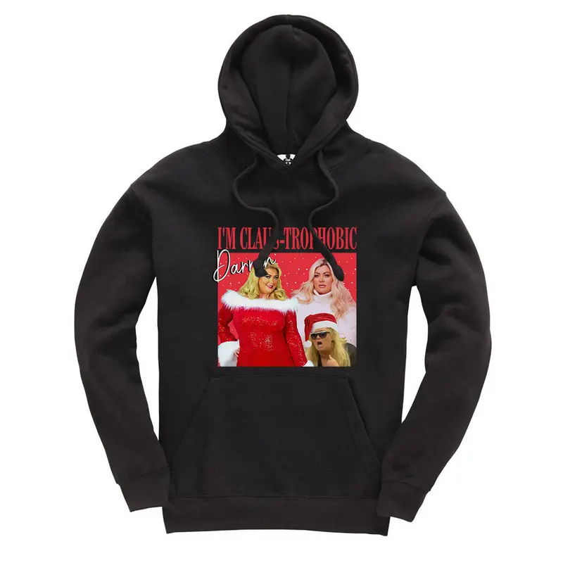 I'm claus-traphobic Darren Gemma Collins meme Hoodie hooded jumper Christmas Xmas Festive Novelty Trending meme 2