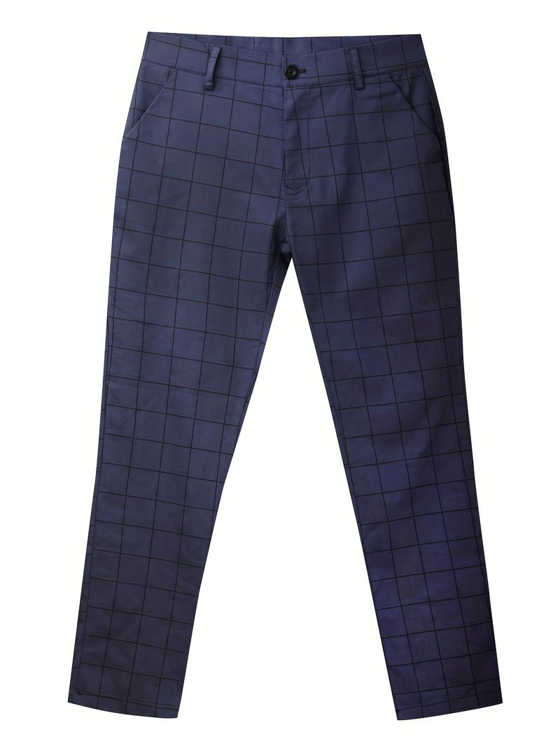 Product Introduction of Elegant Plaid Slacks, Men's Casual Vintage Style Dress Pants For Business Banquet 2