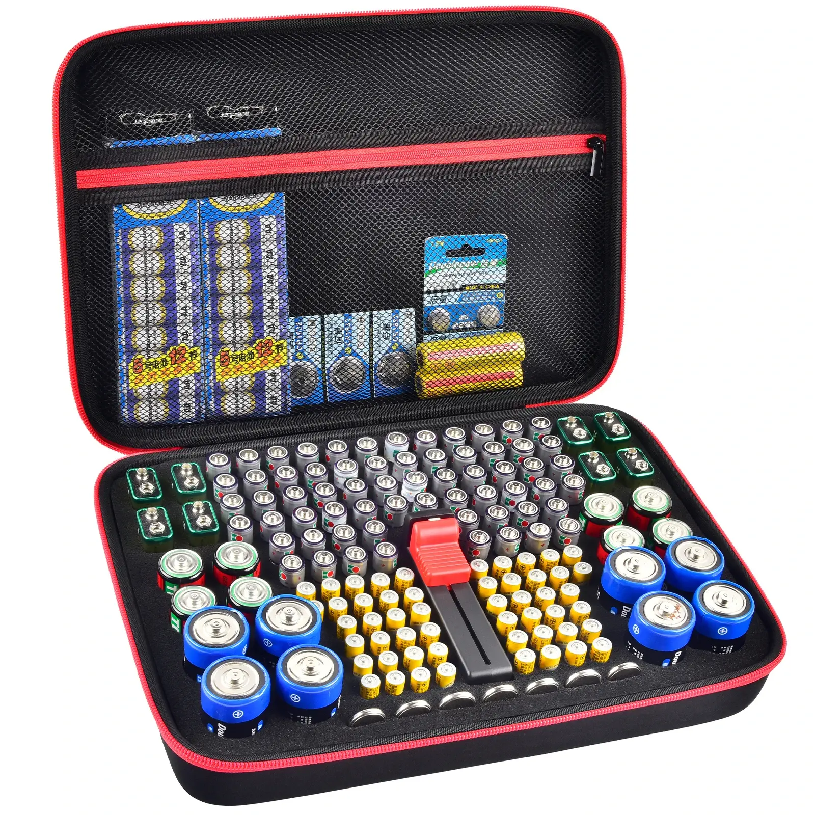 Battery Organizer Case with Tester Checker for Efficient Storage and Easy Access - Garage Organization Box