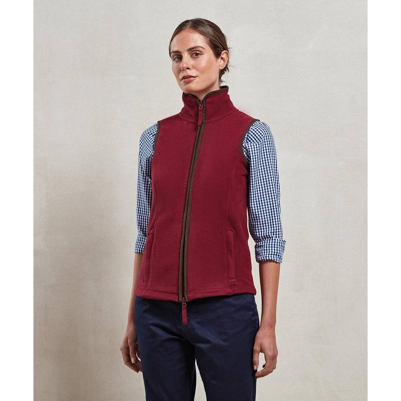 Premier - Womens artisan fleece gilet - Navy/Brown 1