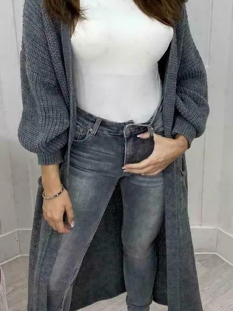 Women Chunky Knitted Oversized Cardigan Ladies Balloon Sleeve Long Maxi Cardigan Fit Knitwear Womenswear Casual Comfortable Dress Elegance Outfit Tops Underwear Loose Basic Minimalist 7