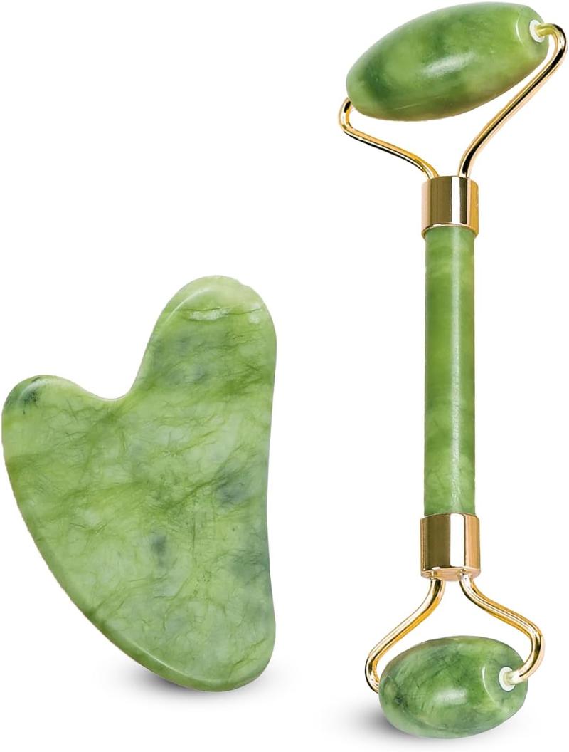 Product Introduction of Stone & Jade Face Roller Set – Anti-Aging Gua Sha, Eye Roller for Dark Circles & Puffiness 1