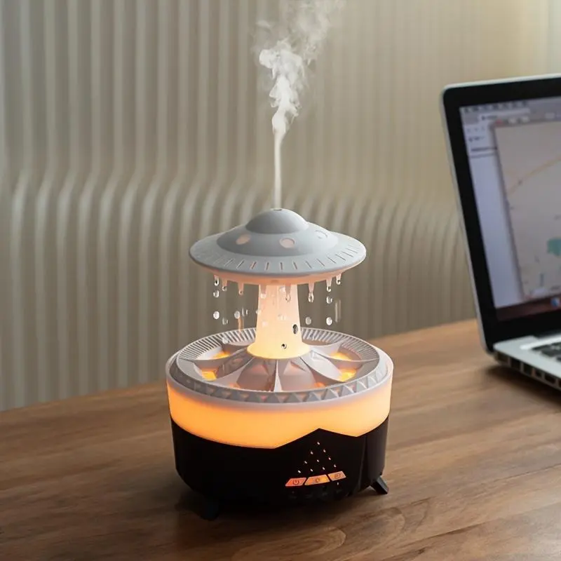 1pc Relaxing Raindrop Aromatherapy Essential Oil Diffuser Machine - LED Lighted, Dense Fog Humidification, Whisper Quiet, Auto Shut-Off, Compact Design - Perfect for Home, Office, Yoga, Meditation, and Spa Decor 2