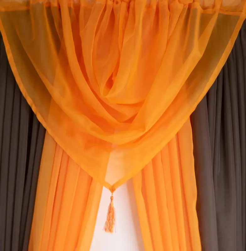 Tasselled Voile Swags 55cm Wide x 45cm Drop in Fashionable Colours curtain tiebacks 3