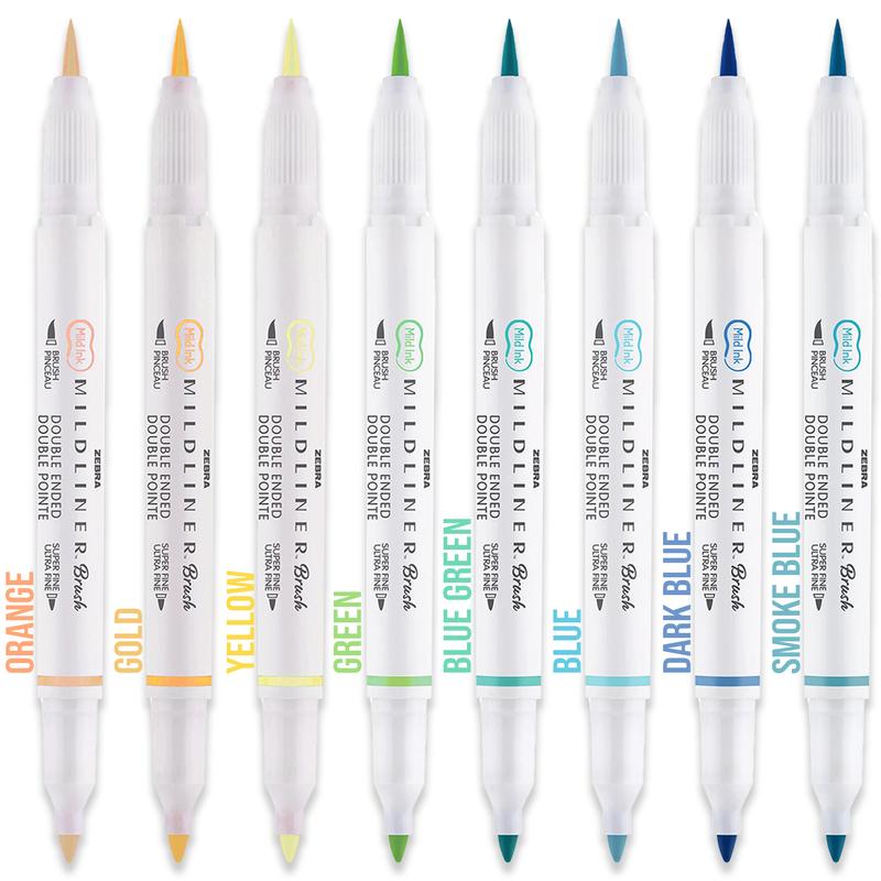 Zebra Pen Mildliner Highlighter Pens | Wallets of 5 | Brush & Fine Tips | Double Ended Markers | Ideal for Revision, Journaling, Calligraphy etc. 2