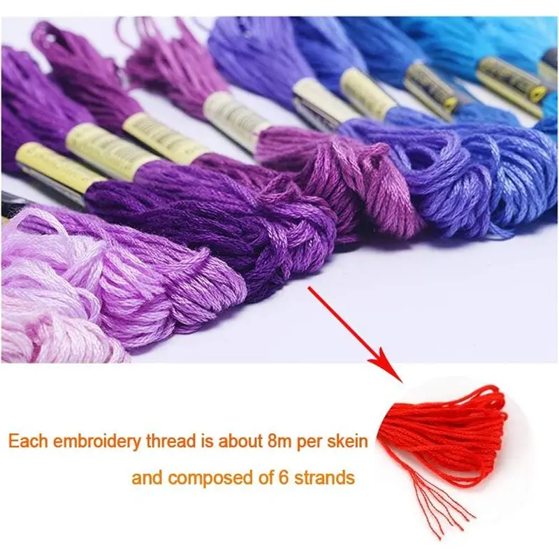 Embroidery Threads 50 Skeins for Friendship Bracelets, Crafts, Rainbow Colors with Free Needles and Floss Bobbins 3