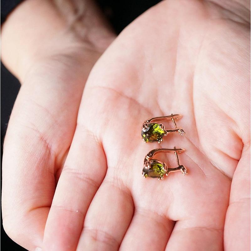 Jessica X - Rose Gold Red,Green,Blue Sapphire Small Drop Earrings 1