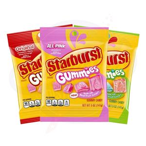 BBD on the Description - Starburst Gummies 5oz/141g - Available in 3 Flavours: All Pink, Original, & Sour Gummies - Pack of 1 Snack Candy Chewy Sweet
