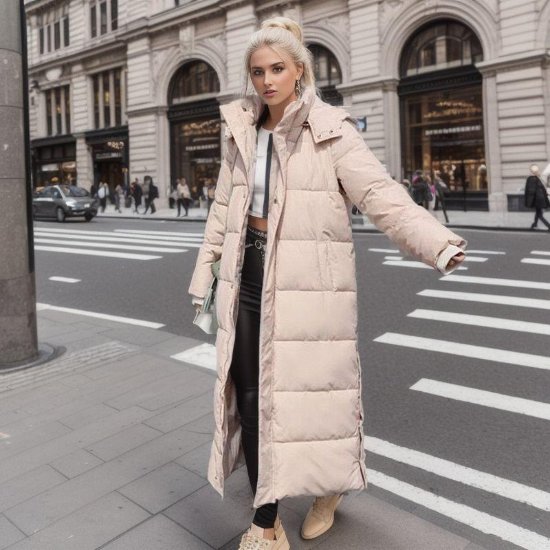 Product Introduction of Over The Knee Long Parkas Coat Female 2024 Winter Fashion Slim-fit Down Cotton Hooded Thick Warm Parkas Coat Winter Jacket Women 20