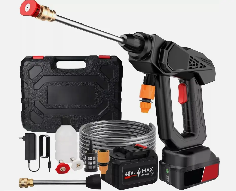 Cordless Pressure Washer,21V 45 Bar/652 PSI Portable Pressure Washer with 3.0Ah Battery,6-in-1 Adjustable Nozzle,16.4FT Hose Pressure Cleaner for Car/Floor/Garden Cleaning & Watering