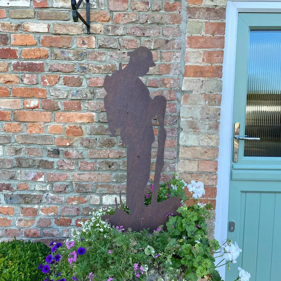 Rusty Metal Soldier , Garden Lest We Forget Statue, Remembrance Feature