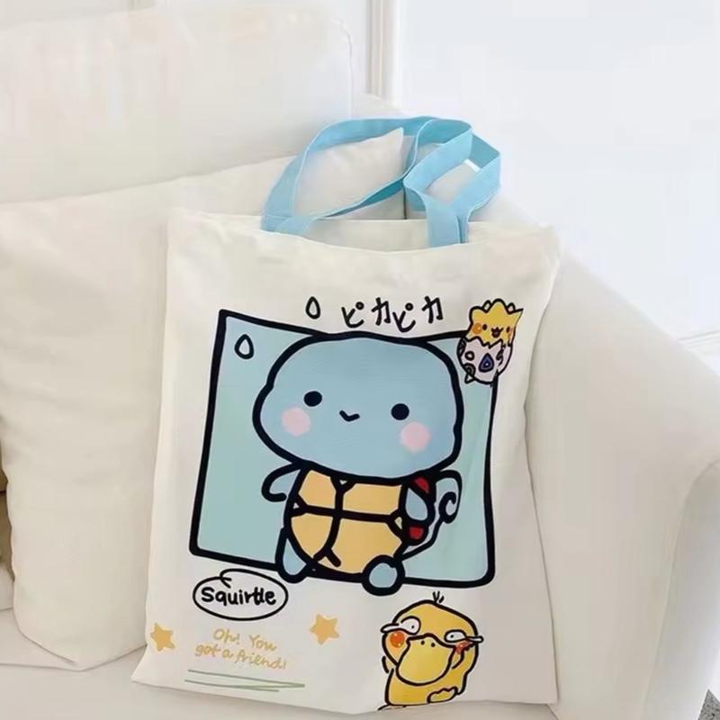 Kawaii Pokemon Character Tote Bag - Pikachu, Squirtle & Psyduck Designs - Perfect Gift For Pokemon Fan 1