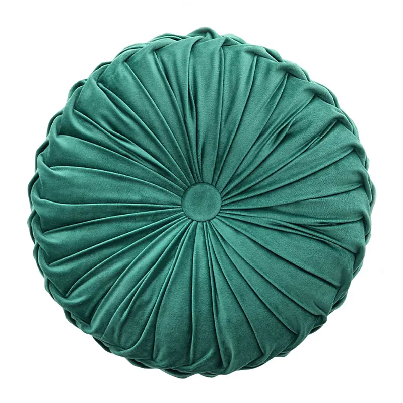 Lifeideas 6 Colors Modern Round Pleated Pumpkin Velvet Cushion,Sofa Throw,Sofa Pillow,Nordic Style Throw Pillow For Living Room,Bedroom,Sofa 5