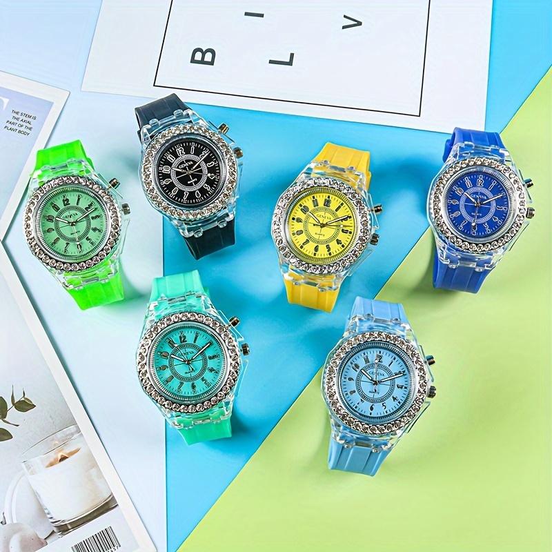 Product Introduction of New Luminous Student Electronic Watch for Teenagers, Junior High and High School Students, Electronic Watch with Rhinestones, Candy Color, Couple Watch, New Year Gift 166 1