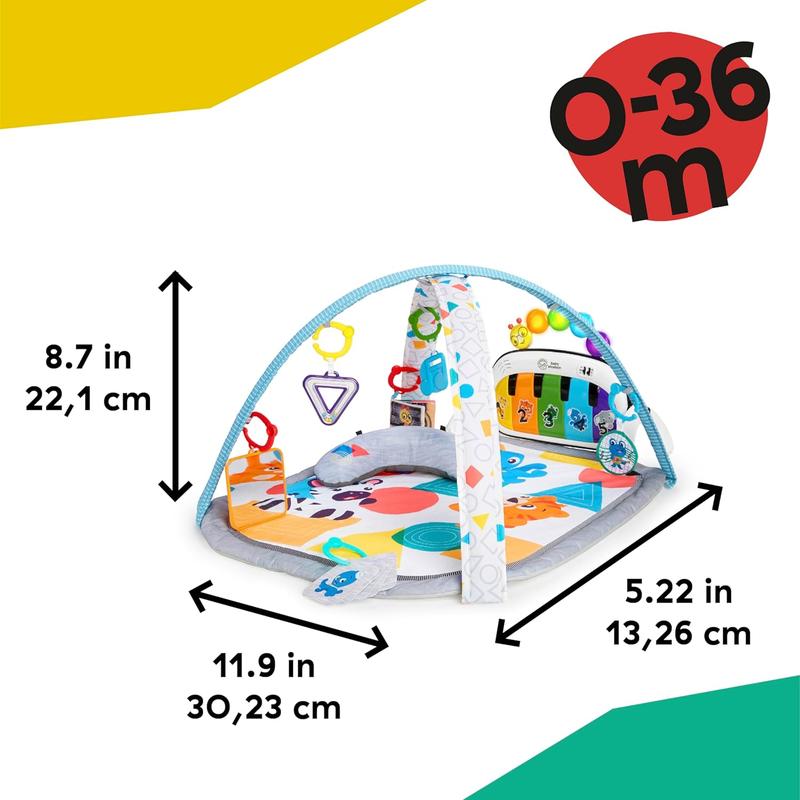 4-in-1 Kickin' Tunes and Language Discovery Play Gym with Piano, Mat with Detachable Activity Toys, Lights, Sounds and Music, Ages Newborn + 6