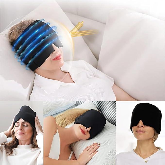 Migraine Relief Cap, Reusable Cold Hot Therapy Migraine and Headache Relief Cap, Single-Sided Gel Ice Hot Head Wrap for Chronic Migraine, Tension Headache, Sinus Stress, Puffy Eyes Pack White 2