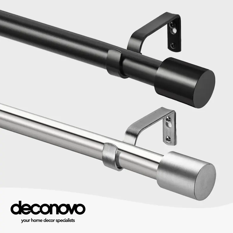 Deconovo Curtain Poles with Brackets and Finials, 25mm Extendable Decorative Curtain Rail, Sturdy Splicing Curtain Rod for Windows 0