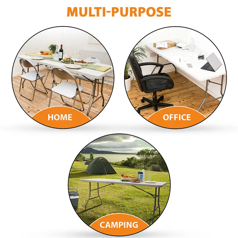 4ft 5ft & 6ft Catering Camping Heavy Duty Folding Trestle Table Picnic BBQ Christmas, Xmas Newyear ,Party 1