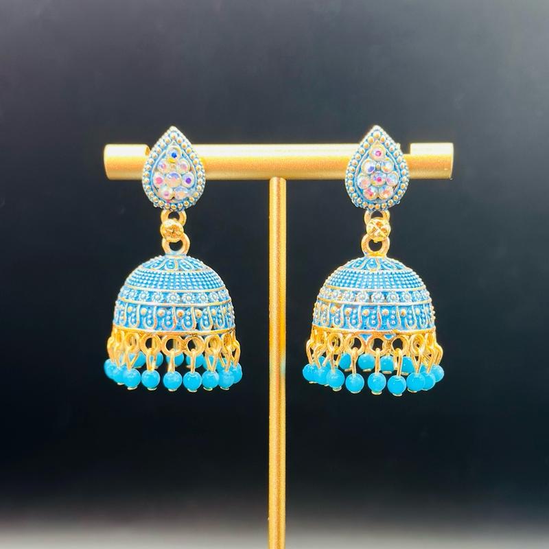 Tear Drop Shaped Dome Jhumka Earrings 1