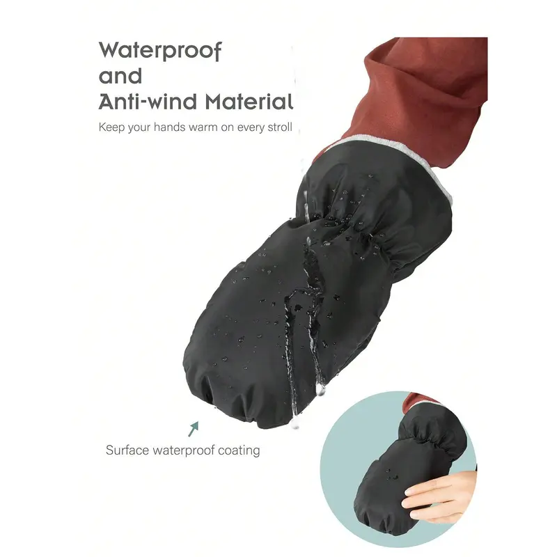 Winter Anti-Freeze Stroller Gloves, Waterproof, Warm 6