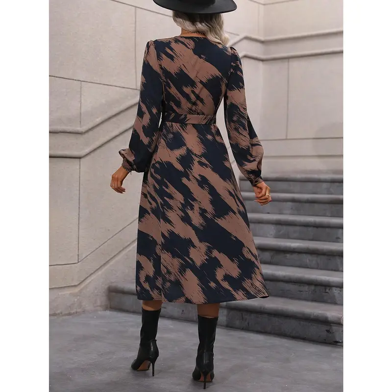 Clasi Allover Print Knot Side Wrap Dress Maxi Women Outfit 1